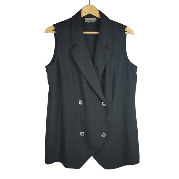 Chadwick's Two-Piece Set Black 16W Sleeveless Button Top Shorts Pull On Pleated - Picture 2 of 11